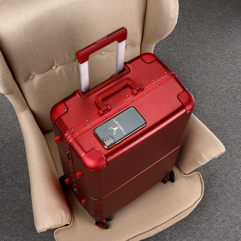 Wine Red Wedding Suitcase Bride Accompanied Wedding Box Wedding suitcase Suitcase Password Box Dowry Leather Case Lakebox Tide