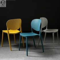 Design color plastic chair Nordic wind restaurantHouseOutdoor garden chair milk tea shopCafe casual chair