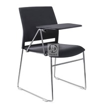Black plastic steel training chair with table Board solid steel conference chair with writing board Student chair table and chair integrated training Chair