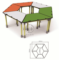 Student color trapezoidal splicing table combination training table Tutoring class learning table and chair lifting desk and chair two-person table