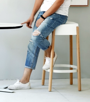 European-style back chair solid wood foot chair simple Nordic dining hall chair four-legged home stool casual chair bar chair