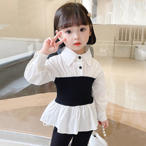Girl autumn 2021 New Korean shirt long sleeve children baby girl foreign style bottled shirt stitching coat tide
