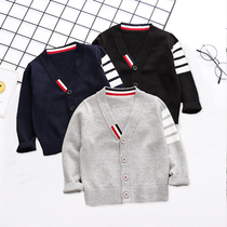 Childrens knitted cardigan sweater baby childrens spring and autumn long sleeve coat boys and womens autumn coat cotton sweater