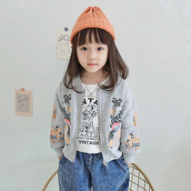 Childrens jacket cardigan spring and autumn 2022 foreign style thickened baseball uniform baby girl child baby top autumn
