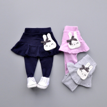 Girls culottes spring and autumn female baby pants fake two-piece trouser skirt baby children leggings wear Foreign style 3 years old 2