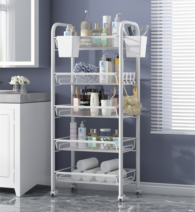 Kitchen shelve floor multilayer small trolley mobile home Multi-functional vegetable basket shelve containing deviner