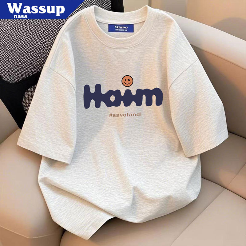 Nasa Wassup Heavyweight Pure Cotton Short-Sleeved T-Shirt for Men, New Summer Style, American Retro Loose Large Size Half-Sleeved Top Nasa Wassup Heavyweight Pure Cotton Short-Sleeved T-Shirt for Men, New Summer Style, American Retro Loose Large Size Half-Sleeved Top