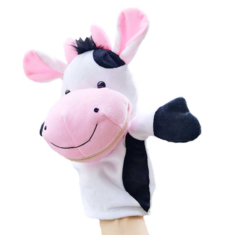 Open mouth cartoon animal hand puppet toy children's glove doll telling story to appease finger puppet lion tiger pig