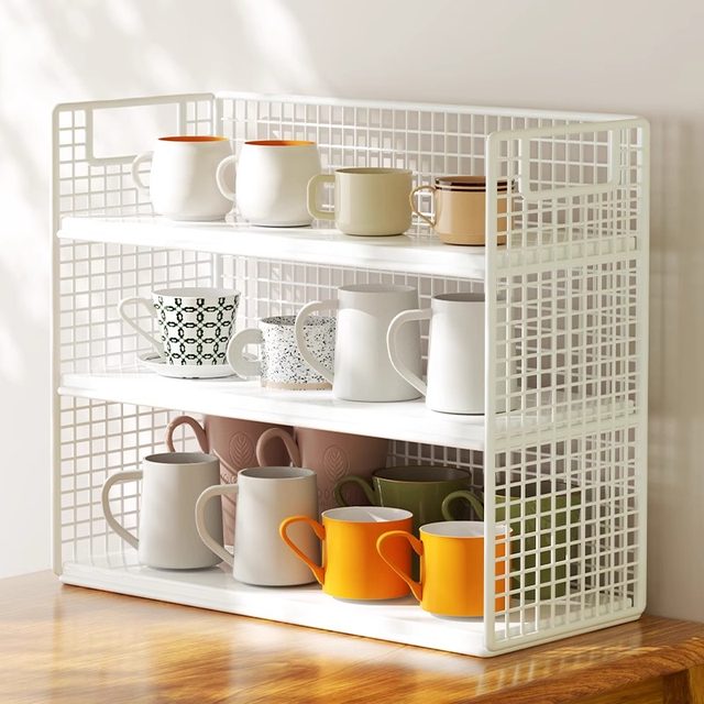 ຕູ້ເກັບມ້ຽນຈອກ desktop water cup teacup cup holder coffee cup storage shelf box tea bar dining table tray