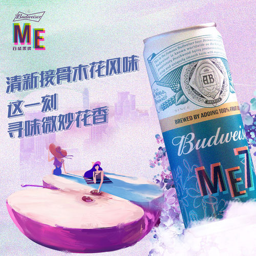Budweiser百威 ME7 接骨木花味果味啤酒310ml*10听