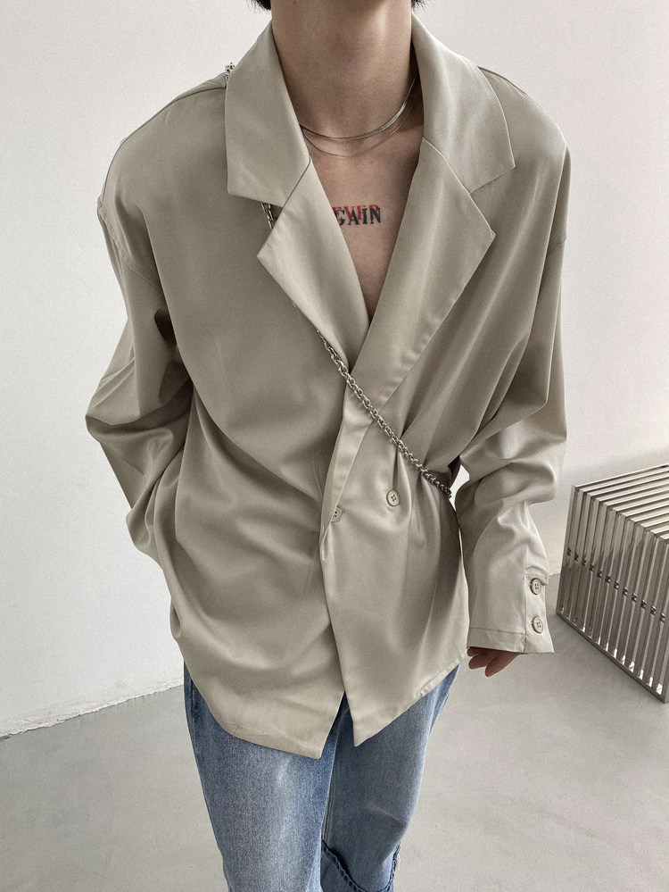 Genesisboy System твердый шелк льда тонкая модель драпировка один костюм пальто модельа Others / Other 