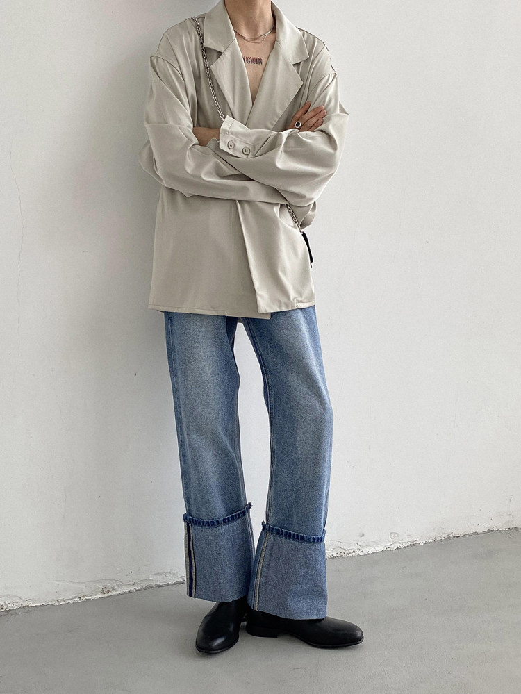 Genesisboy System твердый шелк льда тонкая модель драпировка один костюм пальто модельа Others / Other 