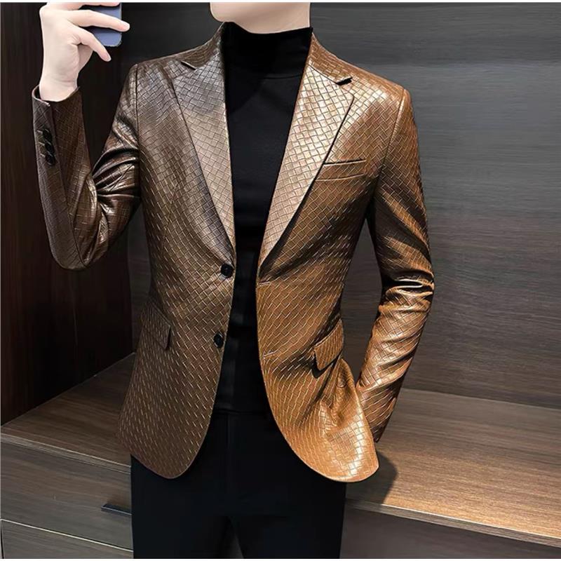 Jeep Casual Blazer Men's Autumn and Winter 2026 New Slim-Fit Leather Jacket Men's Stylish Casual Small Suit Jeep Casual Blazer Men's Autumn and Winter 2026 New Slim-Fit Leather Jacket Men's Stylish Casual Small Suit