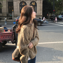 Sandro Moscoloni2021 early autumn loose with lazy art port Wind retro chic 100 lap knitted sweater