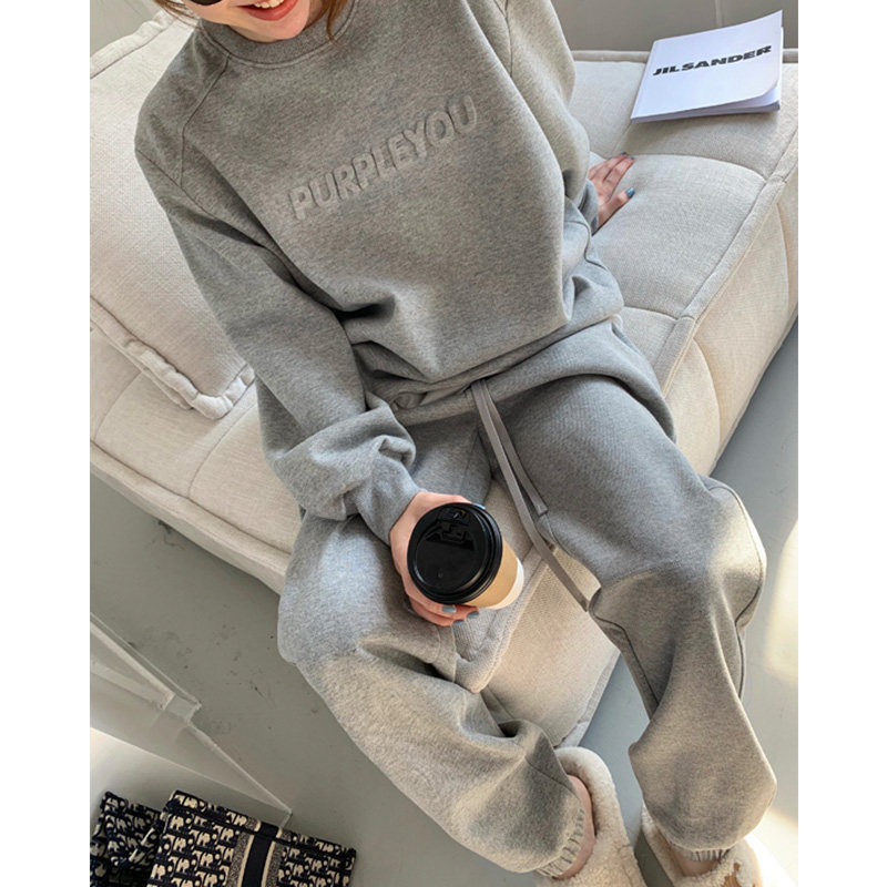 Sandro Moscoloni2021 Early Autumn Korea Chic Wind Fashion Loose Casual Sports Thick Cotton Suit