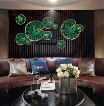 Metal hollow lotus leaf wall decoration wrought iron round decoration wall wall sofa Wall TV Wall soft decoration creative wall decoration