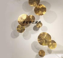 Wrought iron wall Lotus Leaf model room hotel lobby bar decoration pendant wall decoration living room soft decoration background decoration