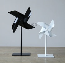 Modern Nordic Wrought iron black and white windmill decoration Simple home decoration Living room desktop ornaments soft assembly decoration