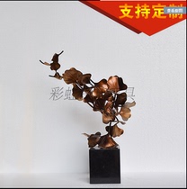 European metal Wrought iron ginkgo leaf art sculpture decoration ornaments Hotel villa sample room soft decoration