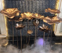 Iron lotus leaf ornaments hotel club stainless steel sculpture art model room metal floor Lotus decorations