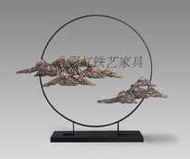  Modern home decoration New Chinese abstract metal wrought iron crafts rockery mountains circle decoration