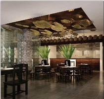  Wrought iron wall hanging lotus lotus leaf decoration living room TV sofa background decoration Hotel decoration