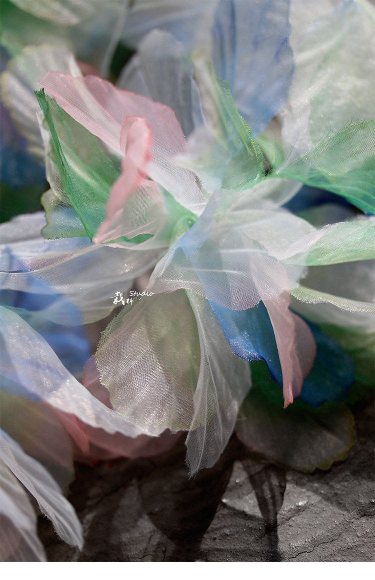 Кайма 冰花 幻彩蓝绿色立体大花朵童装头饰装饰手工diy胸花服装辅料花边