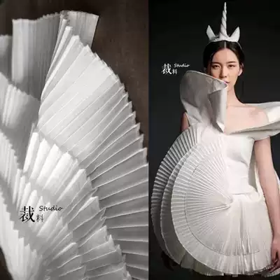 Grand organ pleated single layer pleated diy pleated wavy texture fabric dress three-dimensional big lace designer accessories