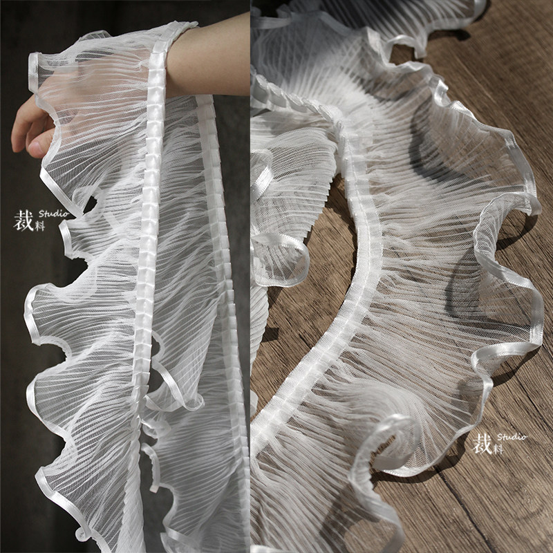 Wave Flowers Agaric 100 Plexus Wave Creeps Solid Lotus Leaf Side Mesh Yarn Lace Fabric Wedding Dresses Dresses Fold Accessories