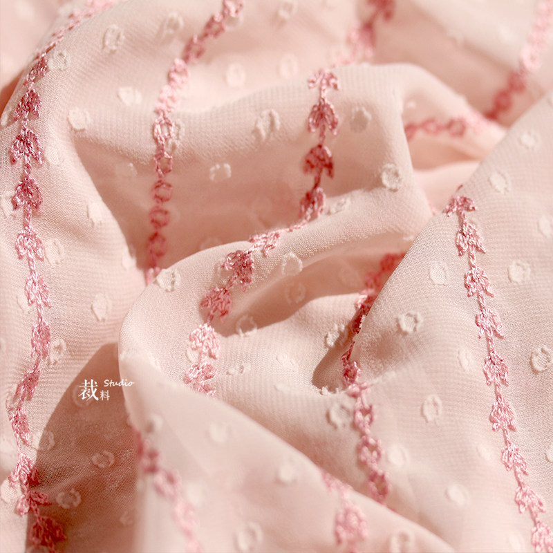 Donuts Spring Summer pink Han Spurs embroidered Fancy Snow Spinning Fabrics Foreign Dress Designer Fabrics