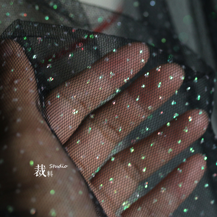 Star Leap Elastic Net Gauze Phantom Stars Empty Perspective Fabric Black Diy Wedding Dresses Dress Fashion Dress Fabrics