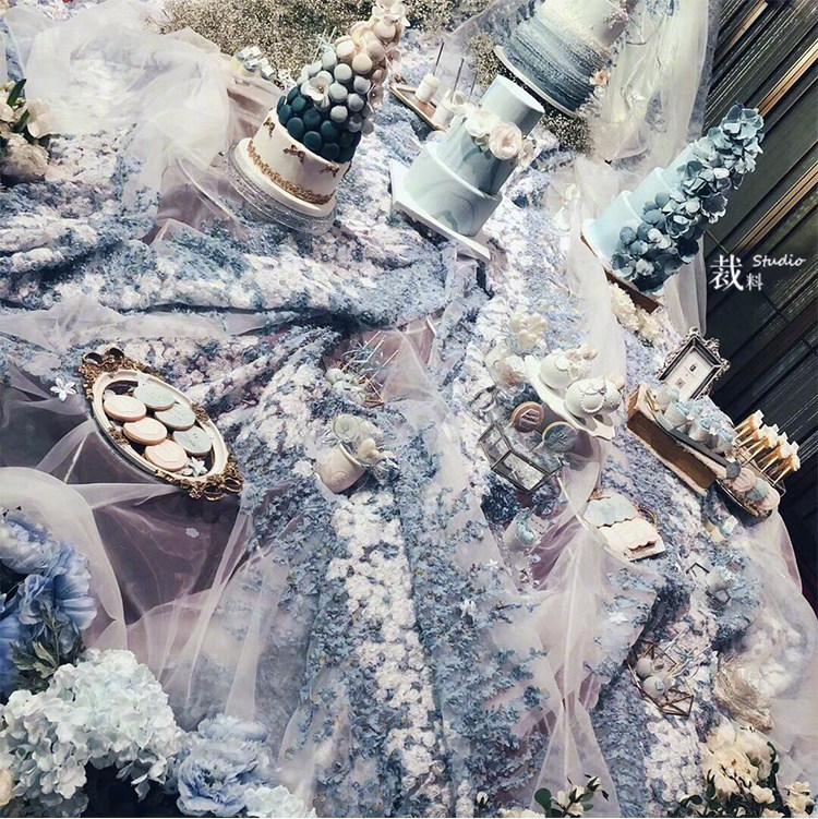 Secret Garden Original fabric three-dimensional pattern texture organza creative mesh perspective dress wedding fabric