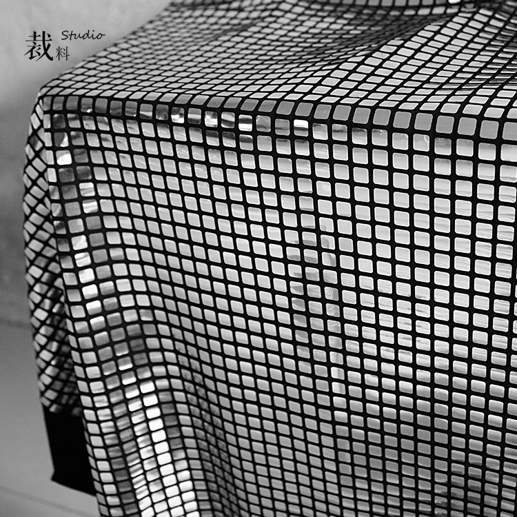 Mirror original plaid sequin stretch designer fabric Imported fashion dress high-grade diy fabric