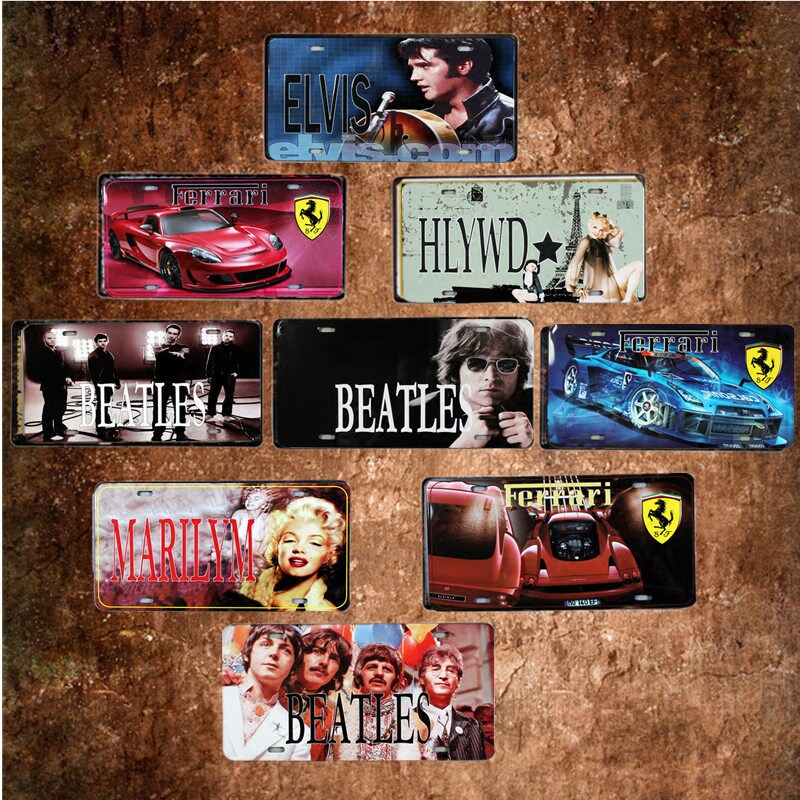 Iron Sheet Painting Retro License Plate Decoration Wall Wall Decoration Bar Wall Decoration Wall-mounted for old painting Decoration hanging decoration Wall