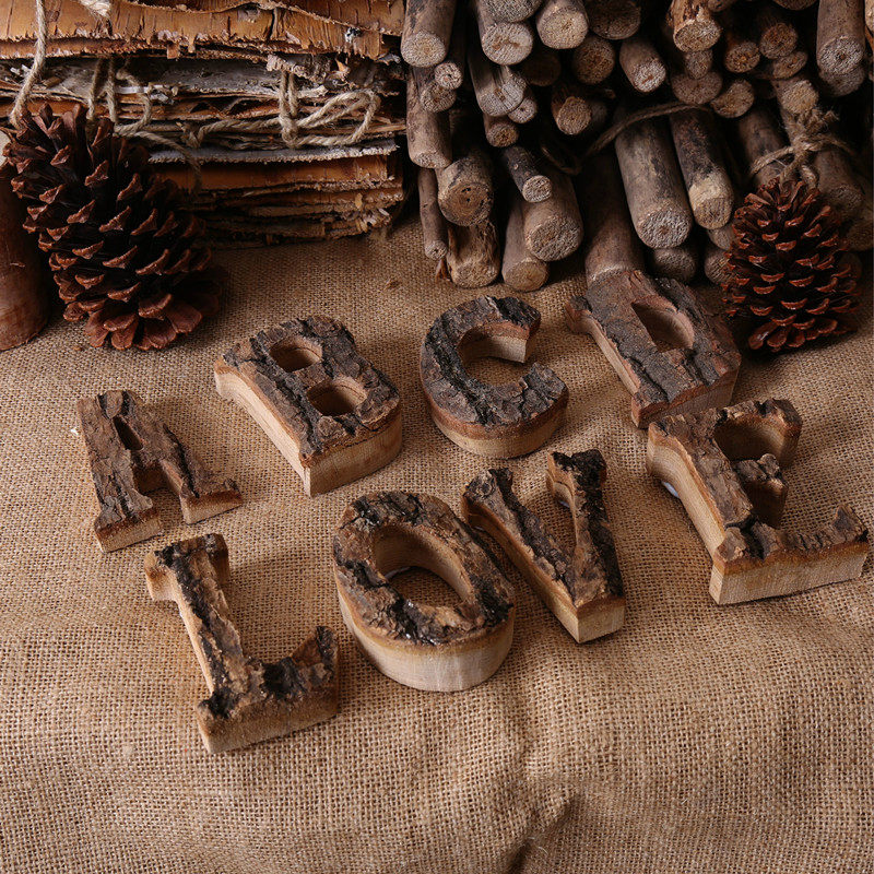 Even bark solid wood retro old wooden English letters clothing storefront cafe retro soft decoration