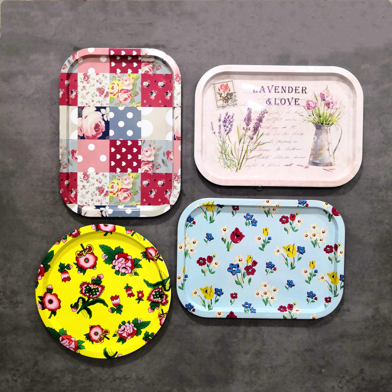 Iron disc storage decorative plate desktop storage box dinner plate fruit plate snack plate European garden plate props