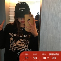 Wang maiden shop long sleeve T-shirt autumn new black and white Kazi American retro casual interior base shirt top