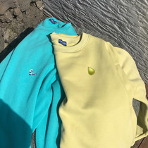 Wang maiden shop 2021 new spring and autumn blue round neck sweater Korean version of long sleeve loose bf lazy wind top