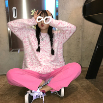 Wang Maidens shop towel mop pants Korean version of hanging straight tube loose Sports Leisure students wide leg pants