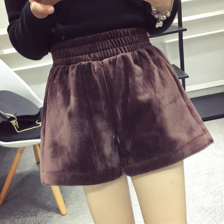 2018 quần short nhung mới của phụ nữ mùa thu đông mặc quần bốt mỏng cho sinh viên Hàn Quốc quần ống rộng thời trang nữ