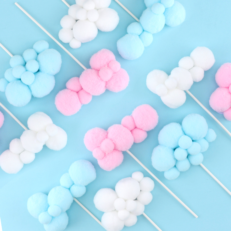 Small frescoed soft cute Cloud Dot solid cloud Cake Decoration Inserts Baking Accessories Blue Sky White Clouds Furry