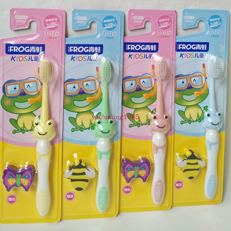 3 Frog Children's Toothbrushes 822A Filament Soft Hair Free Eraser For 3-12 Years Old