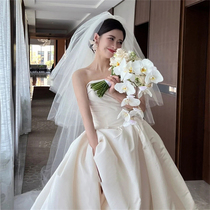 Bridal head yarn main wedding dress multilayer fluffy Korean style extra-long style Staple Vegetarian Yarn Photoshoot Wedding new styling