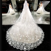 Glitter Bride Head Vest Main Wedding Dress White Long Champagne Tail Vest Headdress Super Immortal Forest Wedding Premium