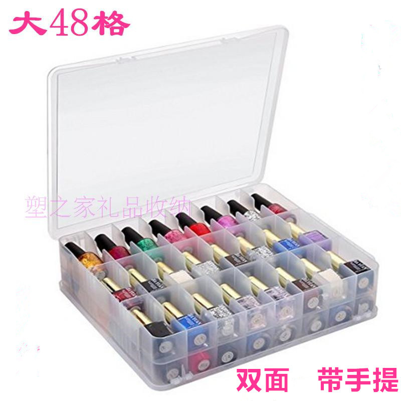 48-Compartment Nail Polish Storage Box, Nail Polish Essential Oil Lipstick Holder, Portable Plastic Transparent Cosmetic Box with Multiple Compartments and Lid 48-Compartment Nail Polish Storage Box, Nail Polish Essential Oil Lipstick Holder, Portable Plastic Transparent Cosmetic Box with Multiple Compartments and Lid