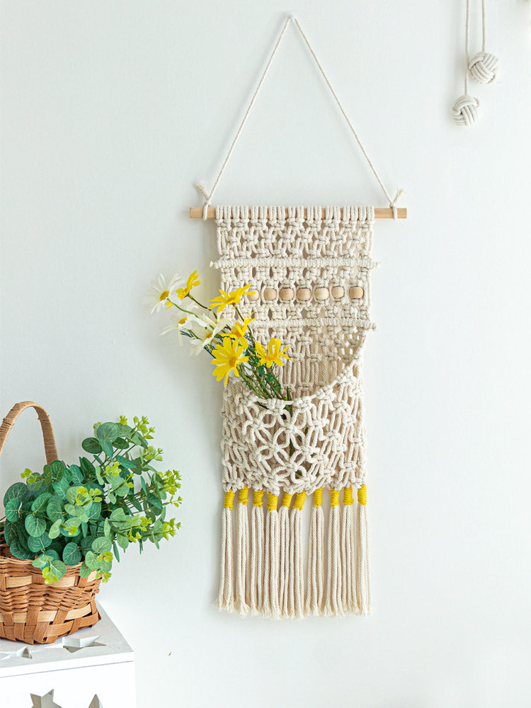 Minjuku bedside DIY woven wall door rear containing hanging bag decorative tapestry remote control magazine wall hanging debris bag-Taobao