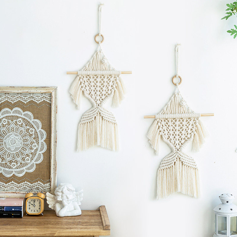 Fish Handcrafted Woven Tapestry Diy Material Bag Decoration Small Freshener Art Nordic Brief Pendant Hanging Accessories Macrame