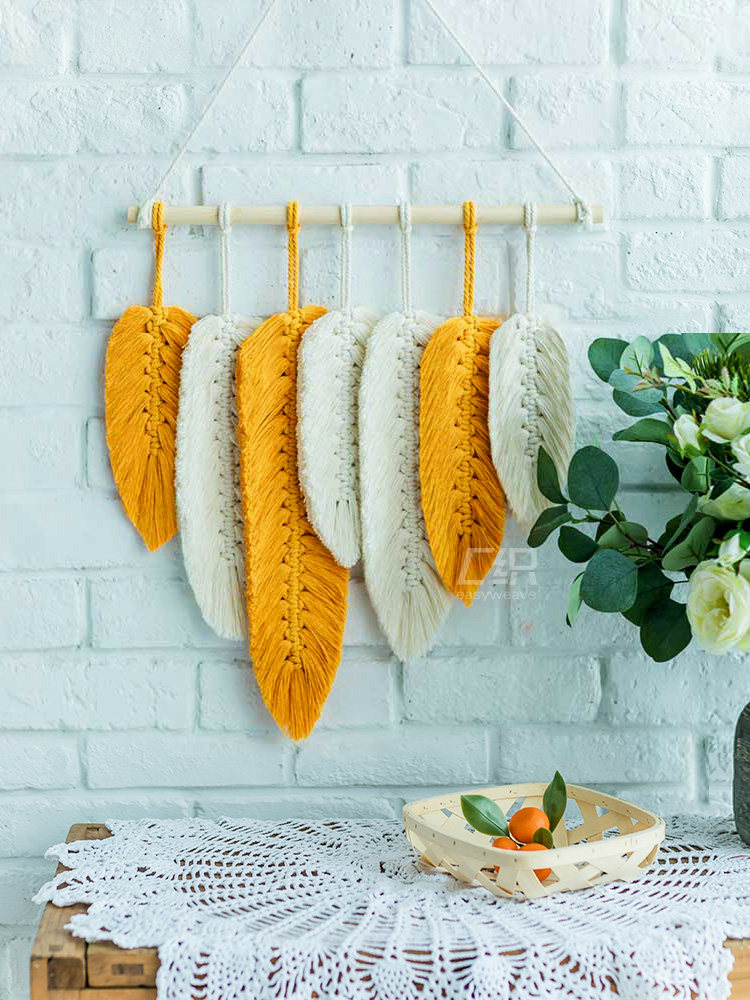 diy feather leaf handmade tapestry weaving material package simple living room homestay room decoration student gift wall hangings