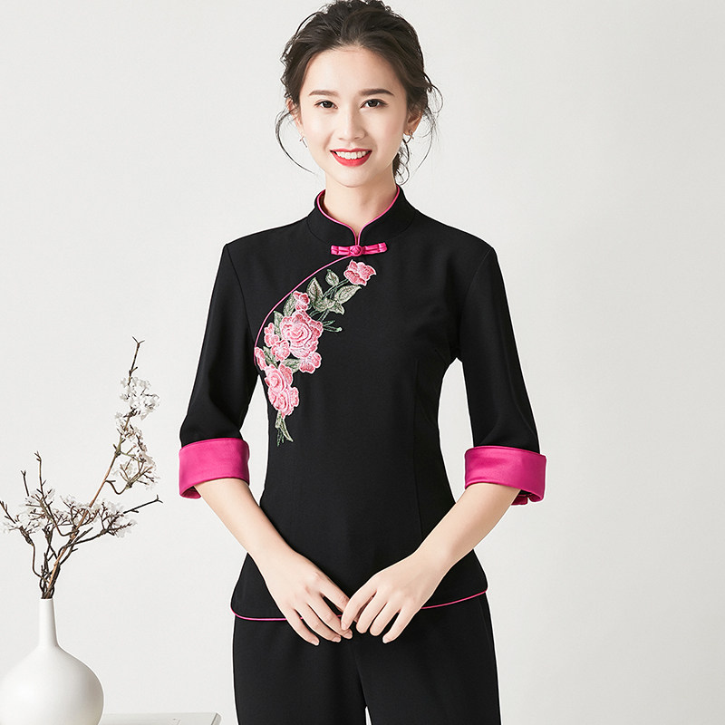 Tangyue spring and summer new three-quarter sleeve beauty salon beautician foot massage foot bath female technician overalls suit
