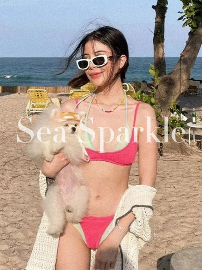 [Sea Sparkle] Island ins European and American Style Sweetheart Layered Bikini Four-Piece Set DIY Free Combination